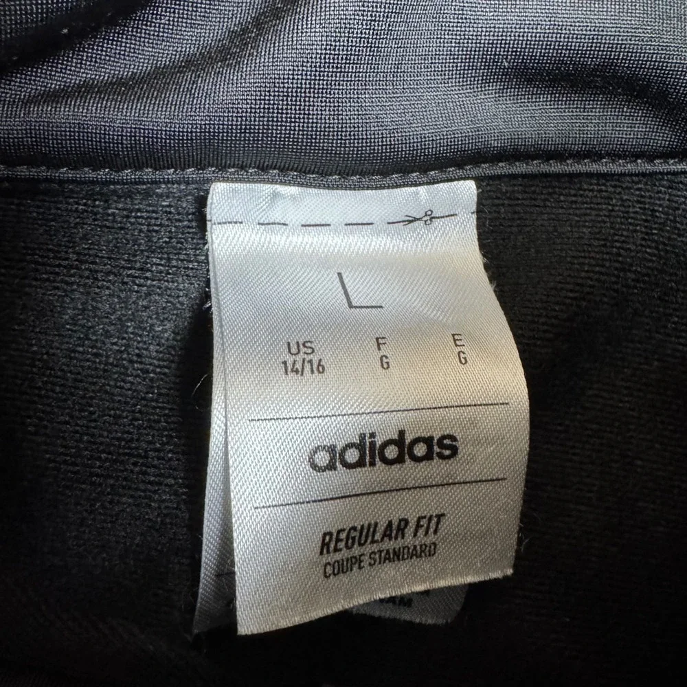 Adidas Kids Track Jacket Black White 3‎ Stripe Full Zip Regular Fit Size L 14 16